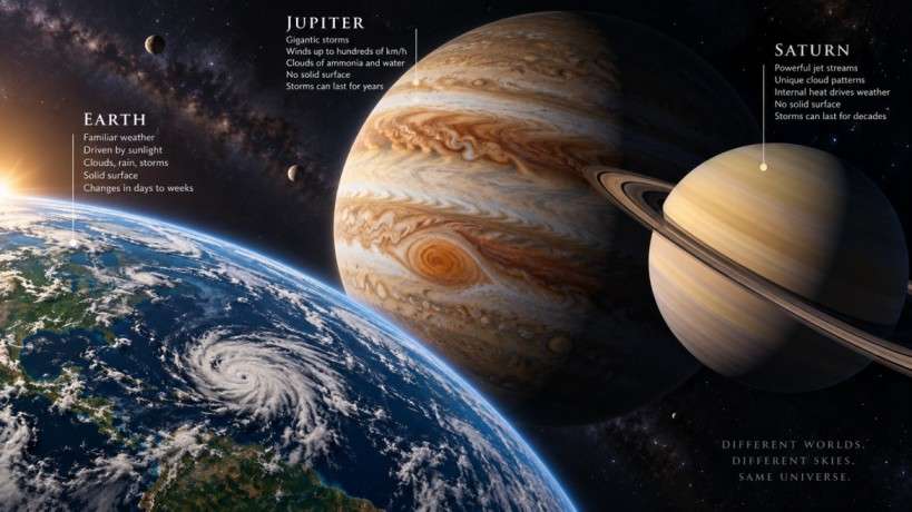 gas giant weather vs earth